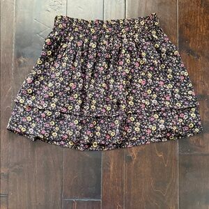 NWT Ganni Black Floral Skater Skirt